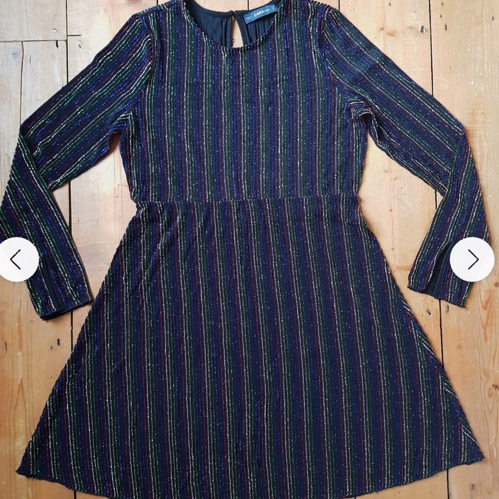 ZARA KNIT rainbow glitter dress, large
